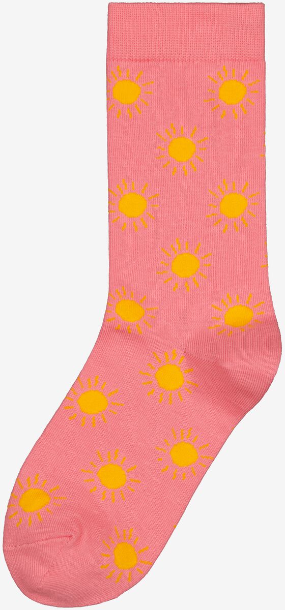 sokken met katoen hello sunshine roze roze - 1000029366 - HEMA
