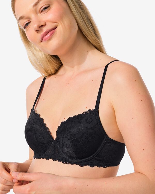 voorgevormde kanten bh met beugel zwart zwart - 21800182BLACK - HEMA