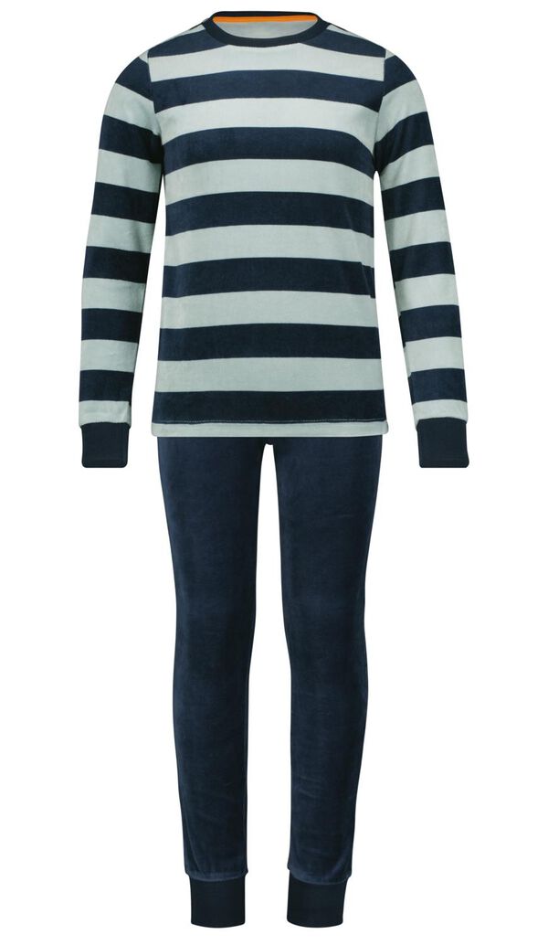 kinderpyjama fleece strepen lichtblauw lichtblauw - 1000025335 - HEMA