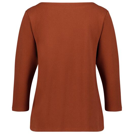 dames t-shirt structuur bruin bruin - 1000024838 - HEMA