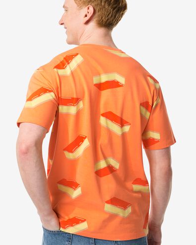 heren t-shirt relaxed fit oranje tompouce oranje M - 2115131 - HEMA