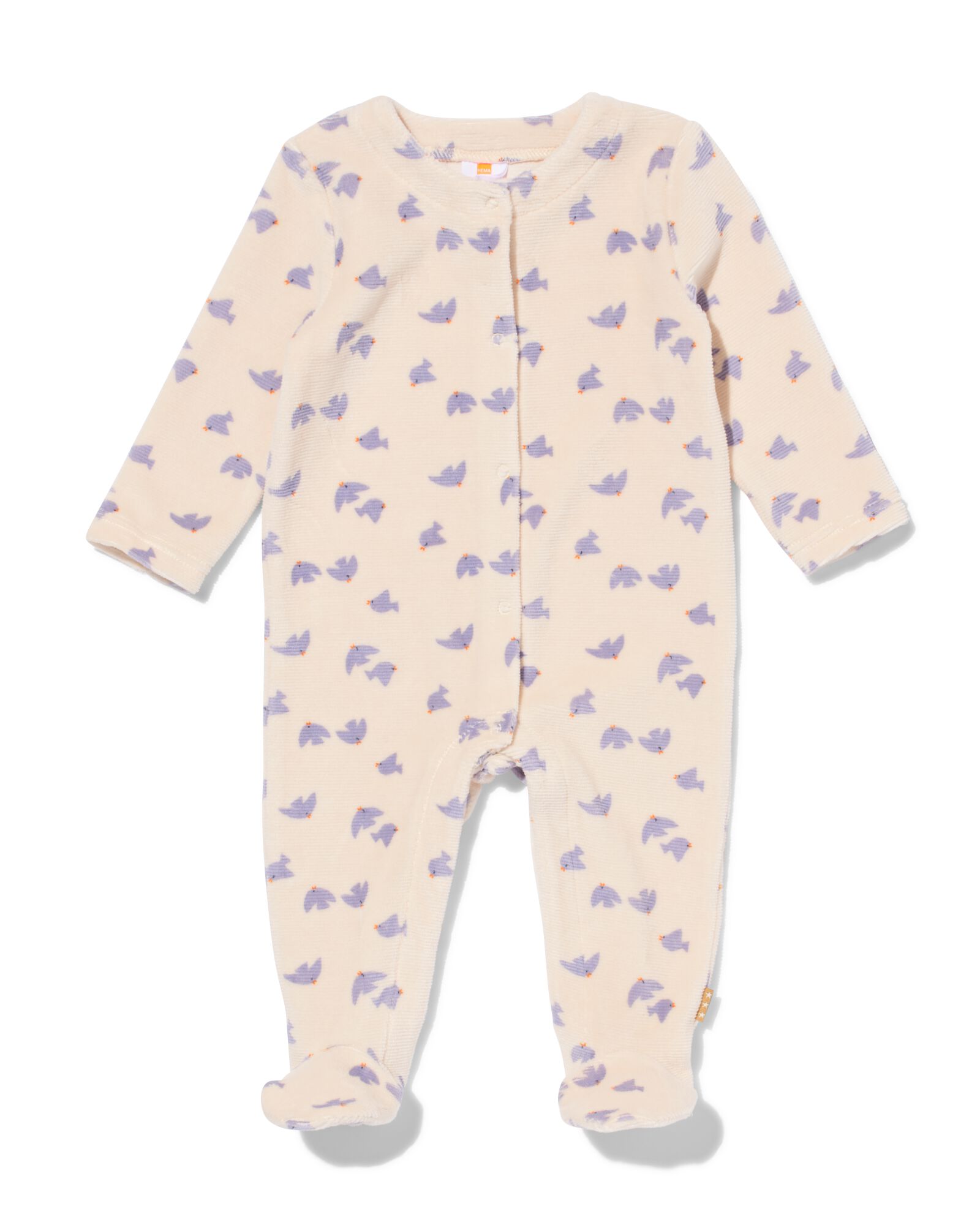 newborn boxpakje rib velours vogels ecru ecru - 33411320ECRU - HEMA