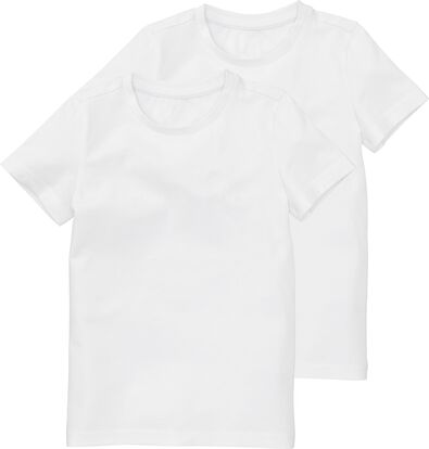 kinder t-shirts  biologisch katoen - 2 stuks wit 146/152 - 30729415 - HEMA