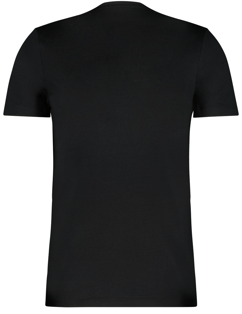 heren t-shirt regular fit o-hals - 2 stuks zwart zwart - 1000009970 - HEMA