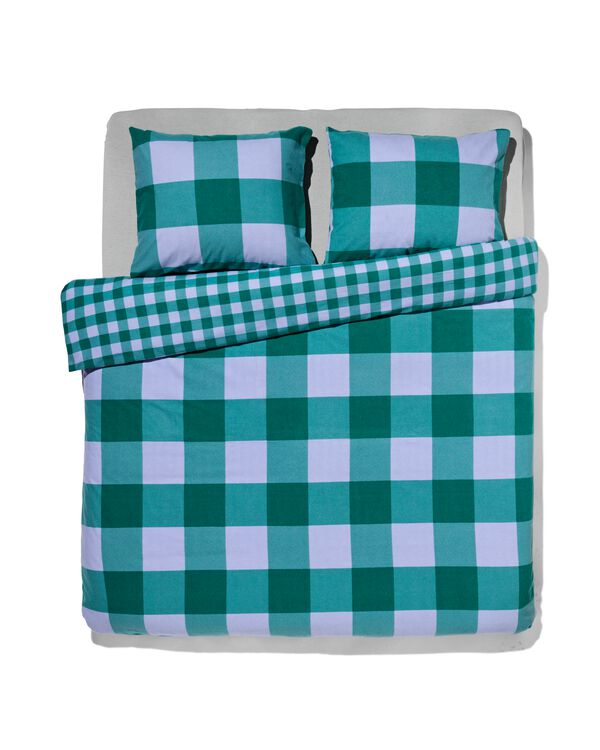 dekbedovertrek flanel 200x200/220 ruit groen  - 5770098 - HEMA