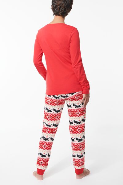 Afdeling kreupel Naar dames pyjama Takkie katoen/fleece rood - HEMA