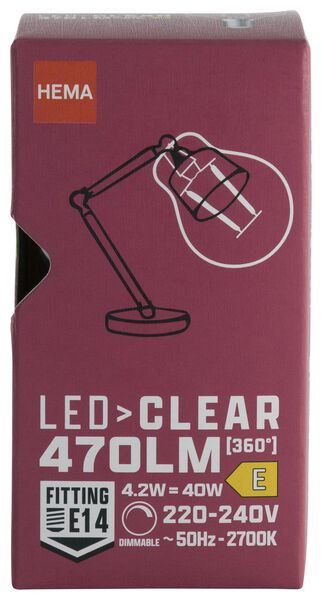 led kogel clear E14 4.2W 470lm dim - 20070050 - HEMA