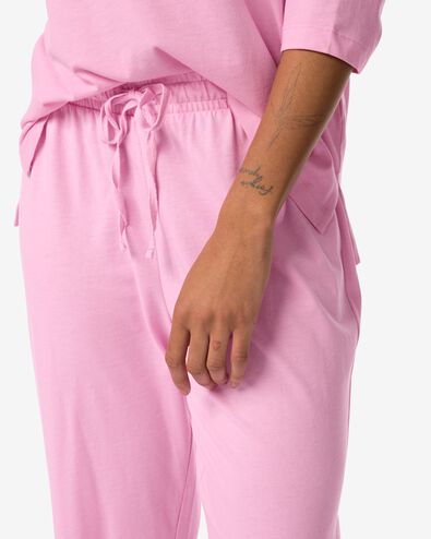 damespyjamabroek met katoen  fluor roze L - 23470363 - HEMA