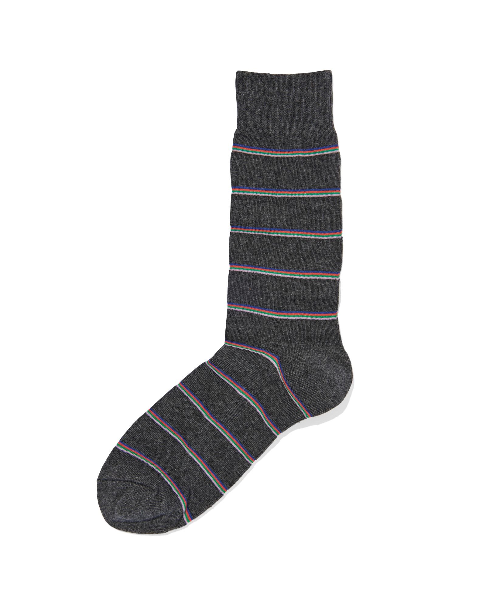 Image of HEMA Heren Sokken Met Katoen Strepen Grijsmelange (grijsmelange)