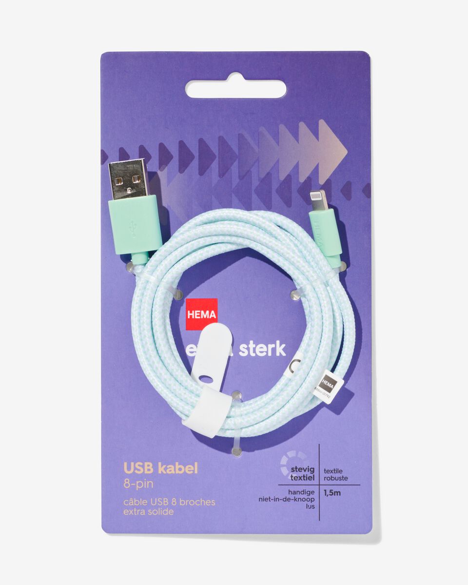 USB laadkabel 8-pin 1.5m - 39630047 - HEMA