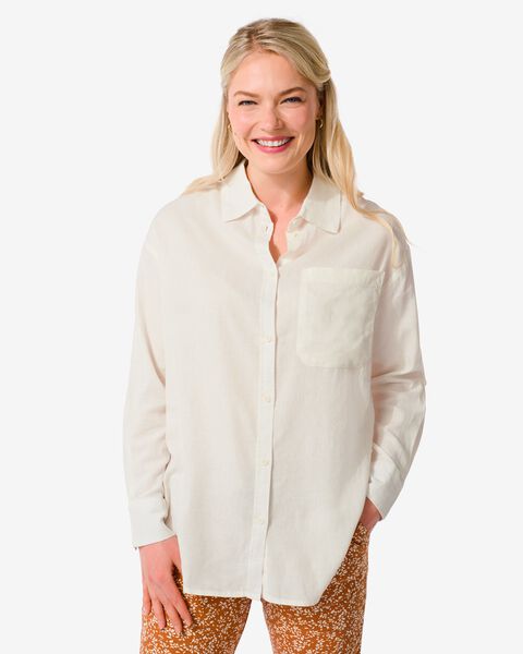 dames blouse Lizzy met linnen wit S - 36226736 - HEMA