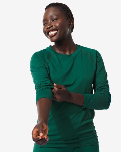 naadloos dames sportshirt donkergroen donkergroen - 36090128DARKGREEN - HEMA