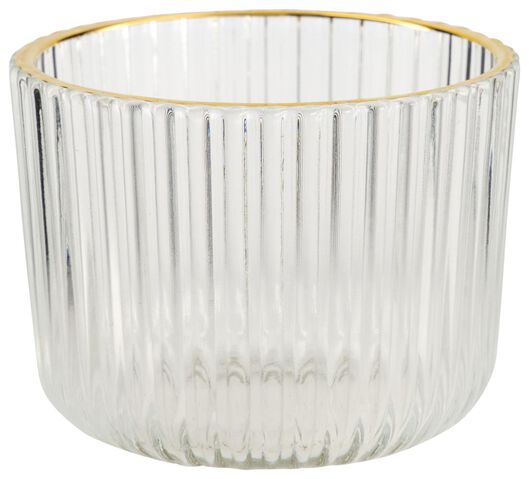 sfeerlichthouder glas met ribbels Ø7x5.5 - 13322112 - HEMA