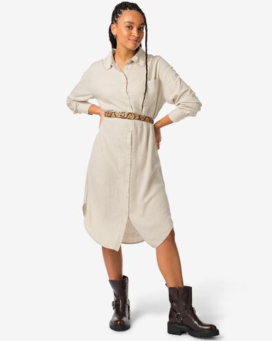 dames overhemdjurk Lizzy met linnen zand zand - 36274885SAND - HEMA