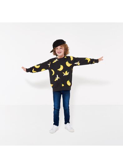 kinder sweater crewneck - Bananas&Bananas zwart - 1000016535 - HEMA