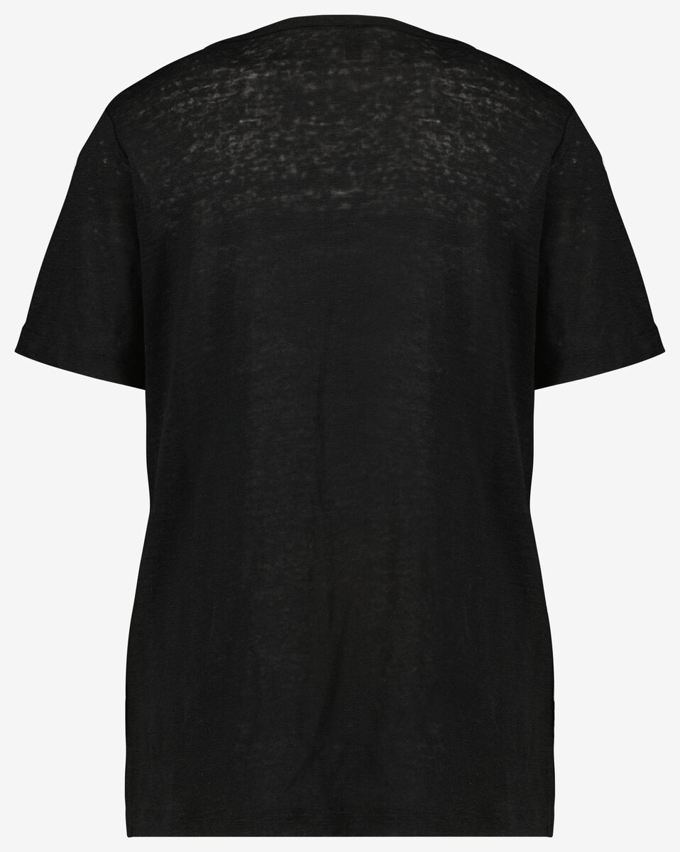 dames t-shirt Char linnen/katoen zwart - 1000024302 - HEMA