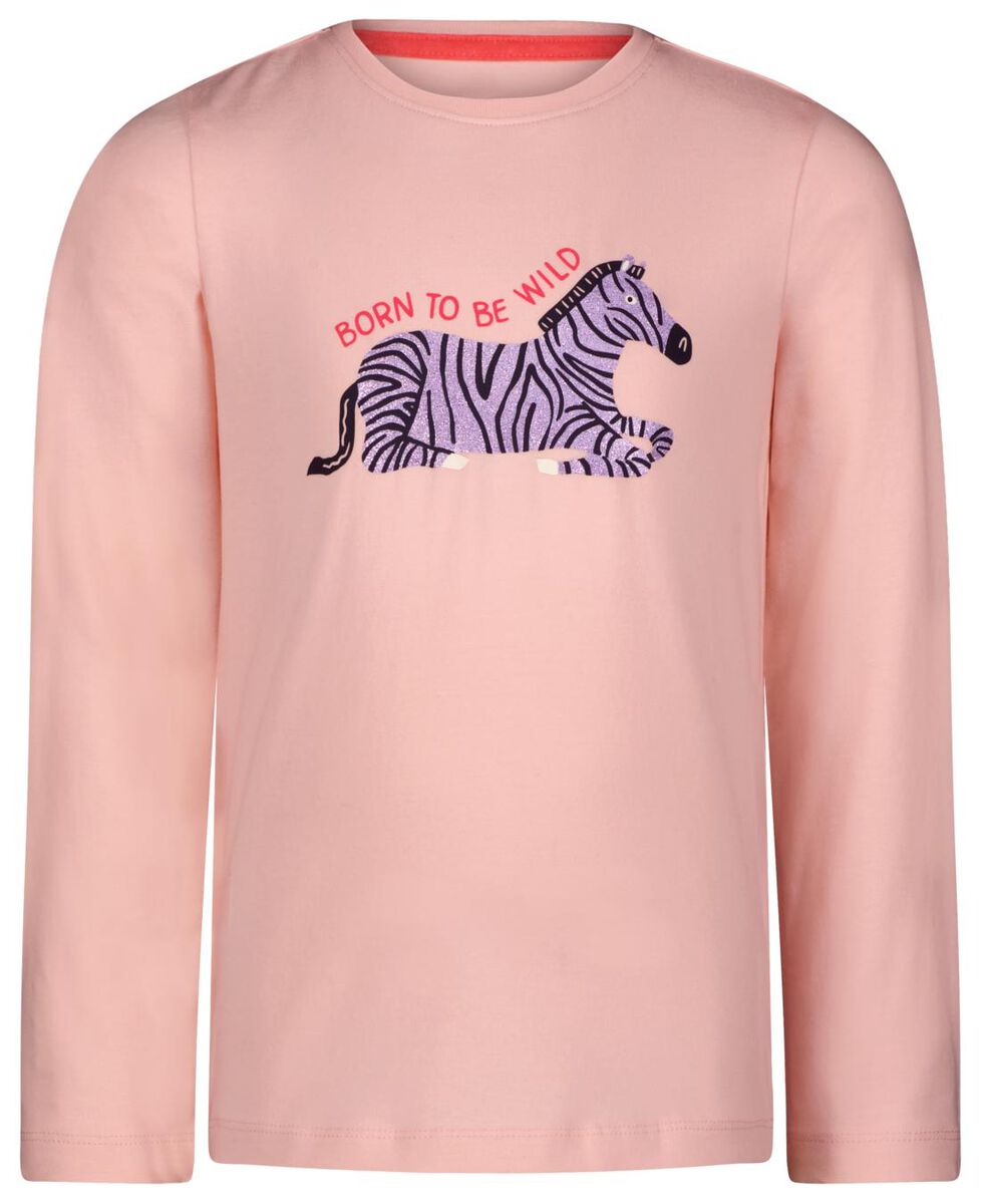 slecht logboek ramp kinder pyjama katoen met poppennachtshirt zebra lichtroze - HEMA