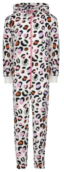 kinder onesie fleece luipaard roze multi 146/152 - 23034506 - HEMA