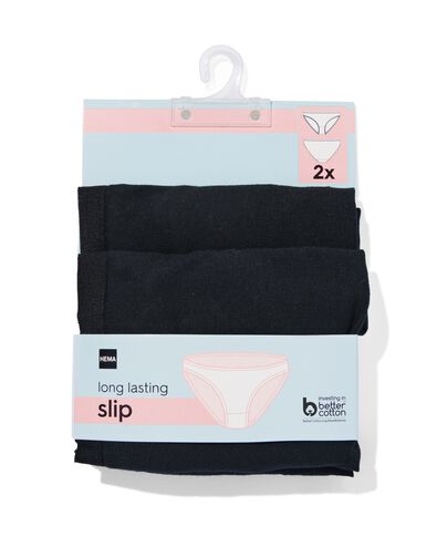 dames slips stretch katoen - 2 stuks zwart zwart - 1000030275 - HEMA