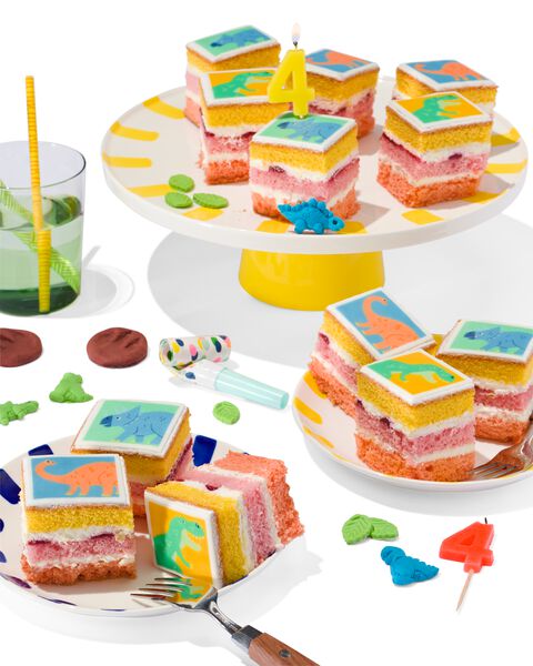 dino drie kleuren cake 12 stuks - 6310121 - HEMA