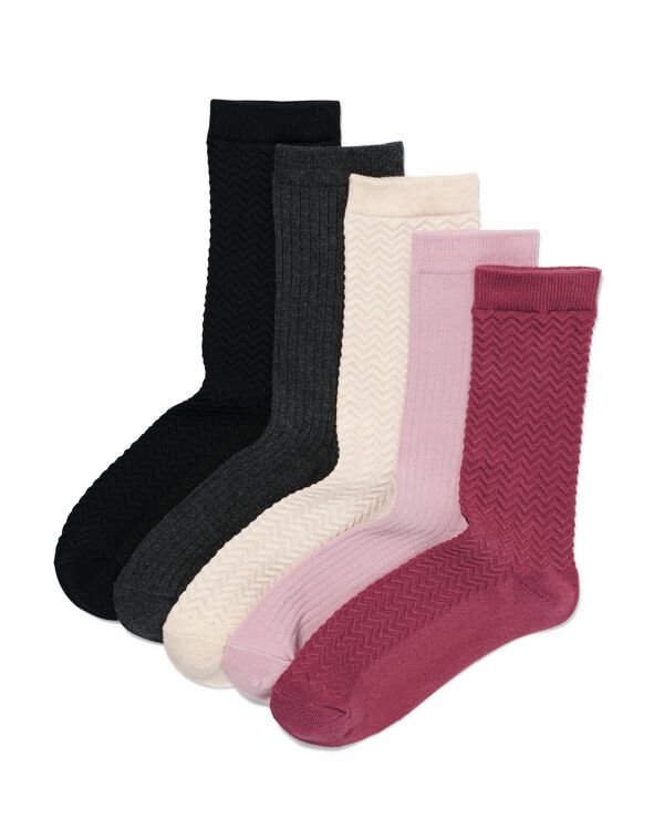 dames sokken met katoen - 5 paar paars paars - 4270410PURPLE - HEMA