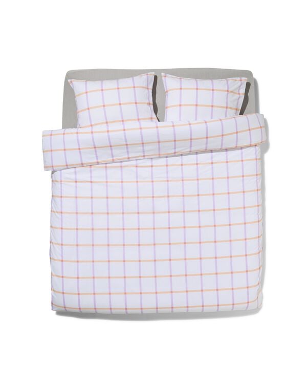 dekbedovertrek 200x200/220cm zacht katoen ruiten lila - 5760126 - HEMA