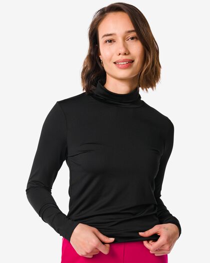 dames top met col Carolie zwart zwart - 36219985BLACK - HEMA