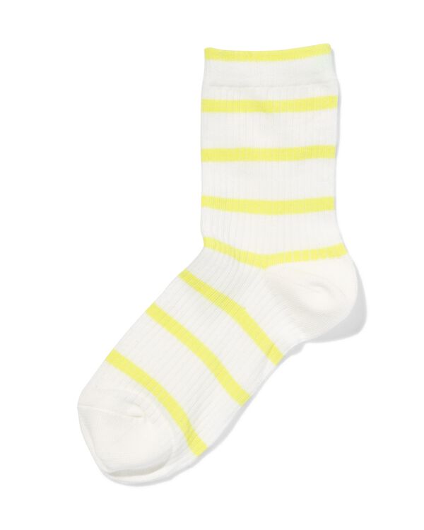 damessokken rib strepen felgeel felgeel - 4280510BRIGHTYELLOW - HEMA