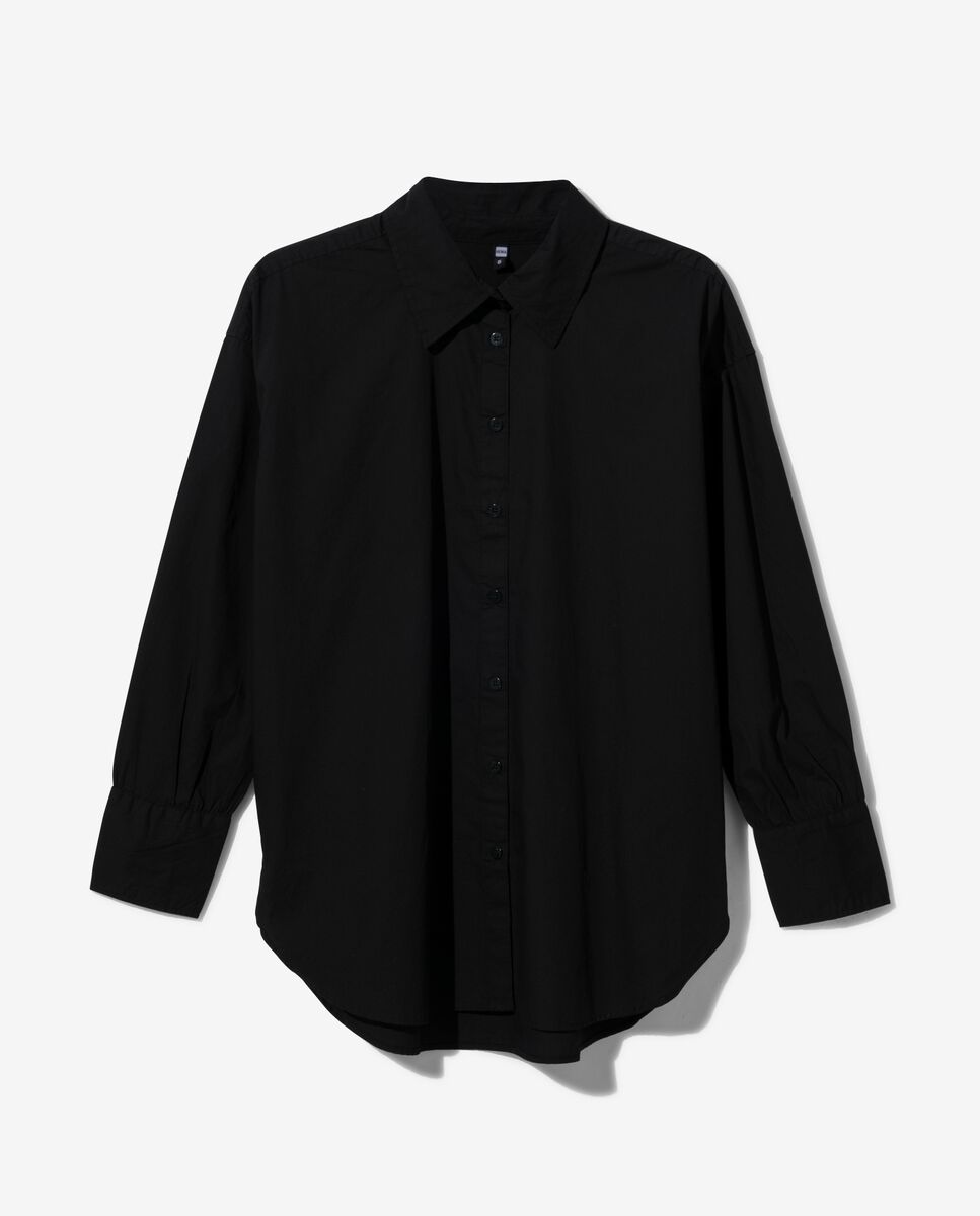 dames blouse poplin India zwart zwart - 1000028865 - HEMA