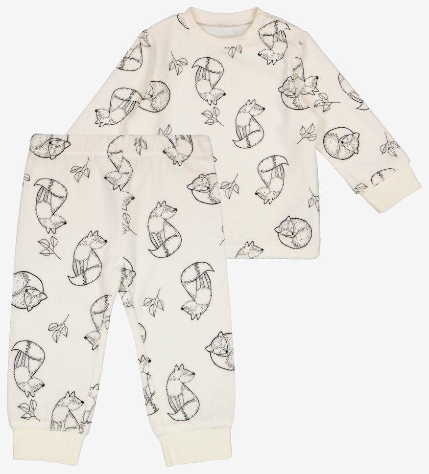 hoop Banzai Begunstigde baby pyjama velvet vos wit - HEMA