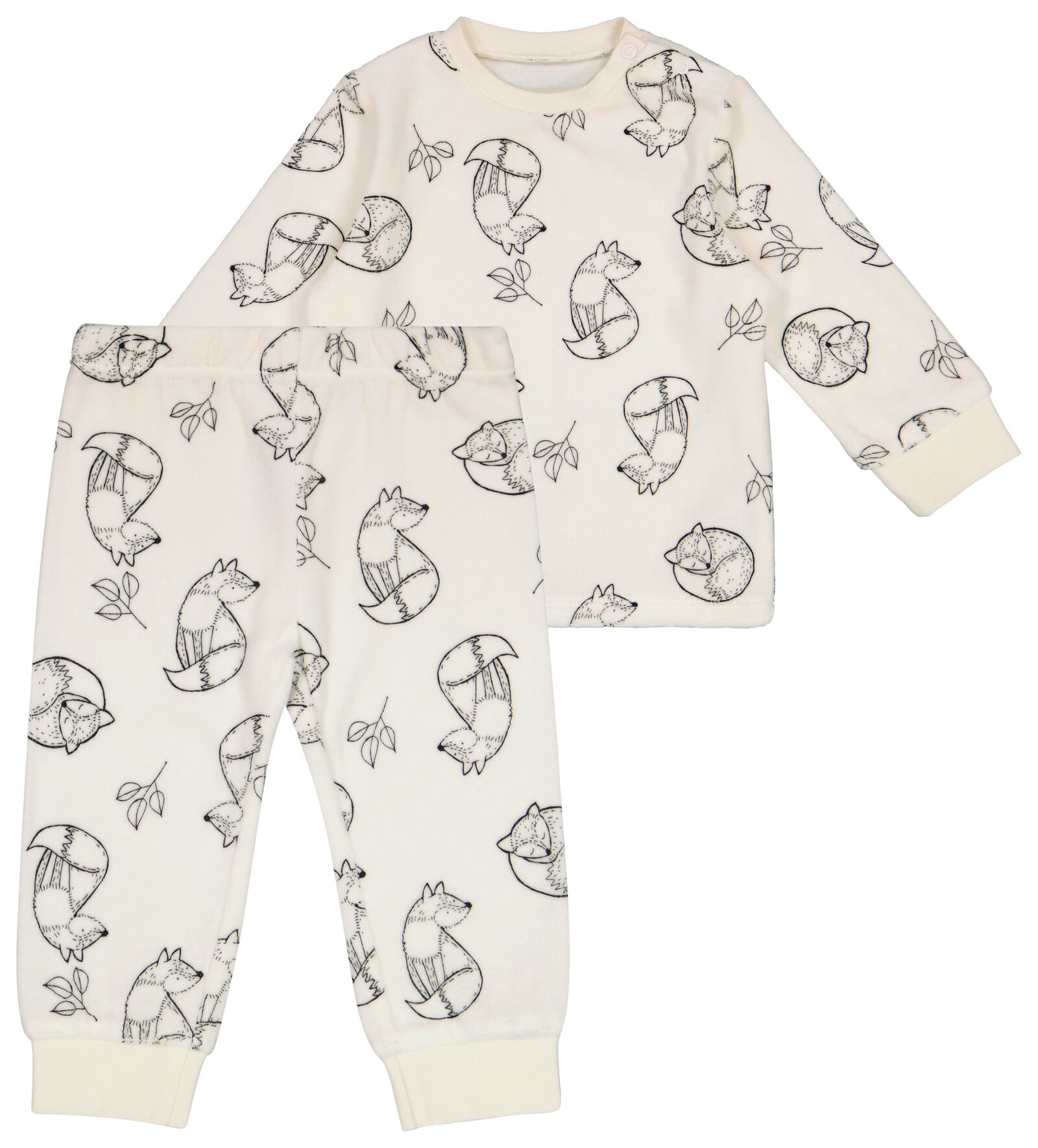 baby pyjama velvet vos wit - 1000028709 - HEMA