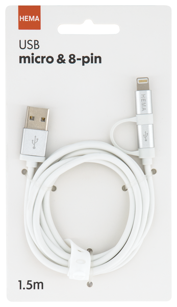 USB laadkabel micro-USB en 8-pin - 39630061 - HEMA
