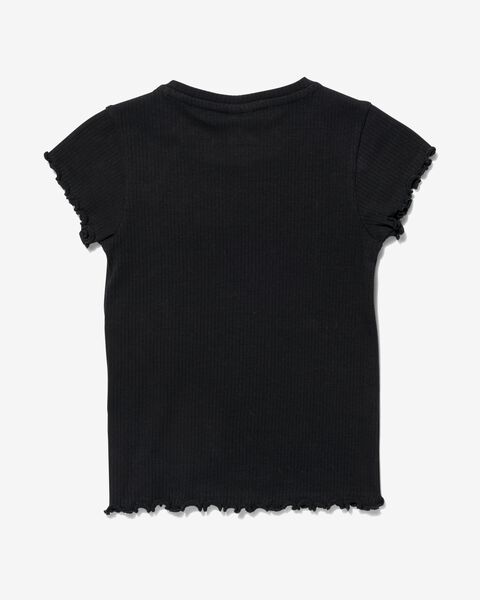 kinder t-shirt met ribbels zwart 122/128 - 30874153 - HEMA