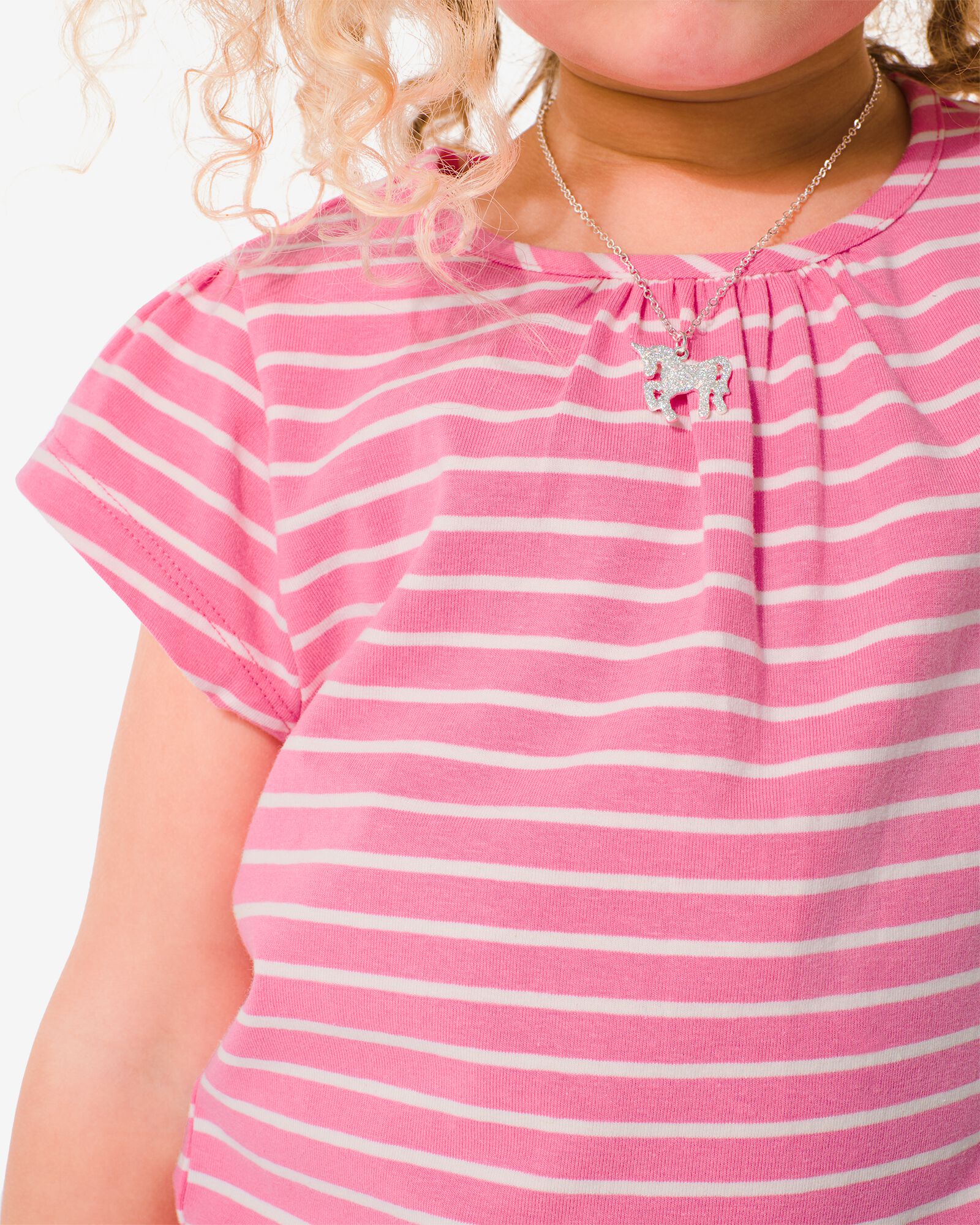 kinder t-shirt met strepen roze - 1000030417 - HEMA