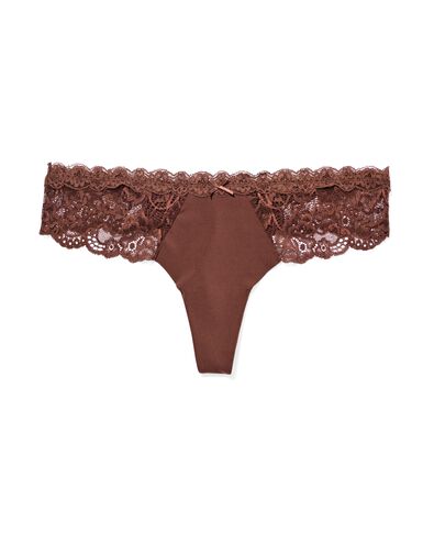damesstring micro met kant donkerbruin - 19660092DARKBROWN - HEMA
