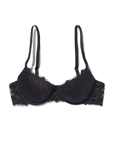 voorgevormde push-up bh met kant met beugel zwart zwart - 21800800BLACK - HEMA