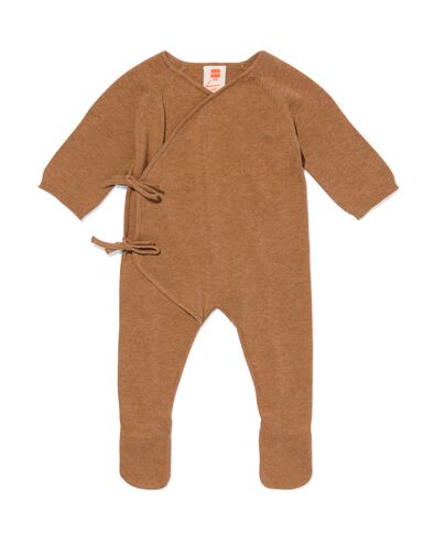 newborn overslag jumpsuit gebreid bruin 68 - 33472314 - HEMA