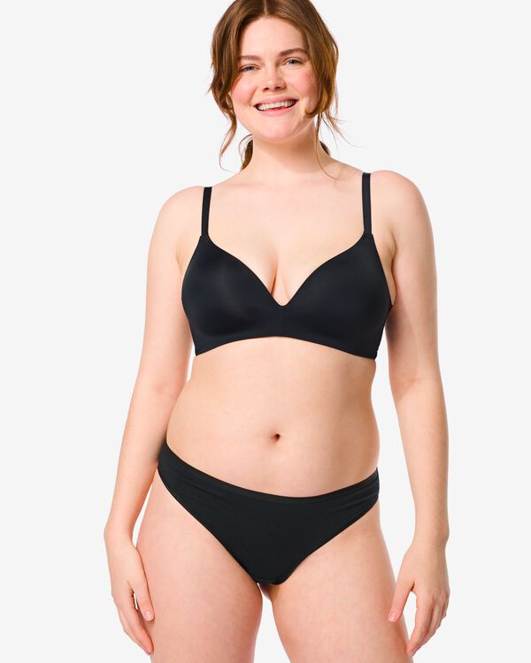 dames strings stretch katoen - 2 stuks zwart zwart - 1000030293 - HEMA