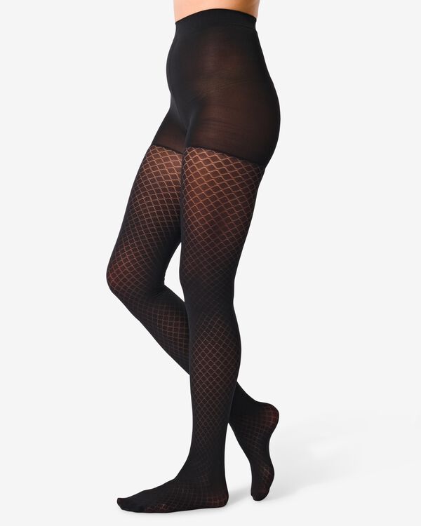 fashion panty met ruit 40 denier zwart zwart - 4060155BLACK - HEMA
