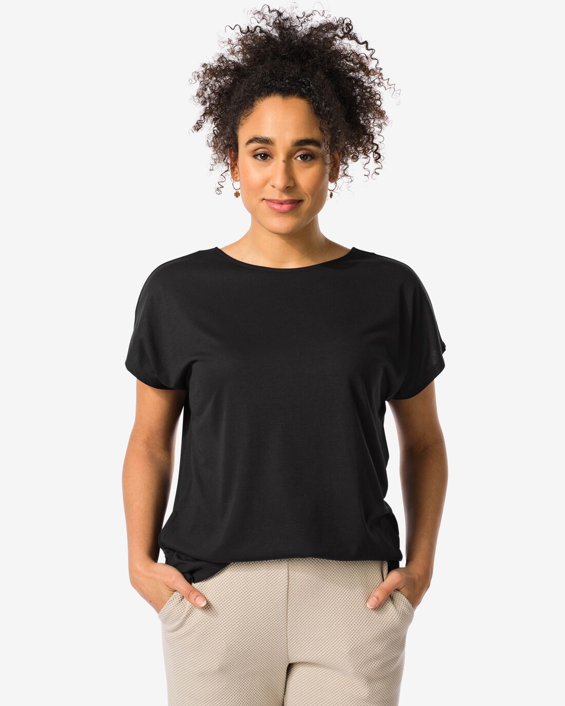HEMA Dames T-shirt Amelie Met Bamboe Zwart (zwart)