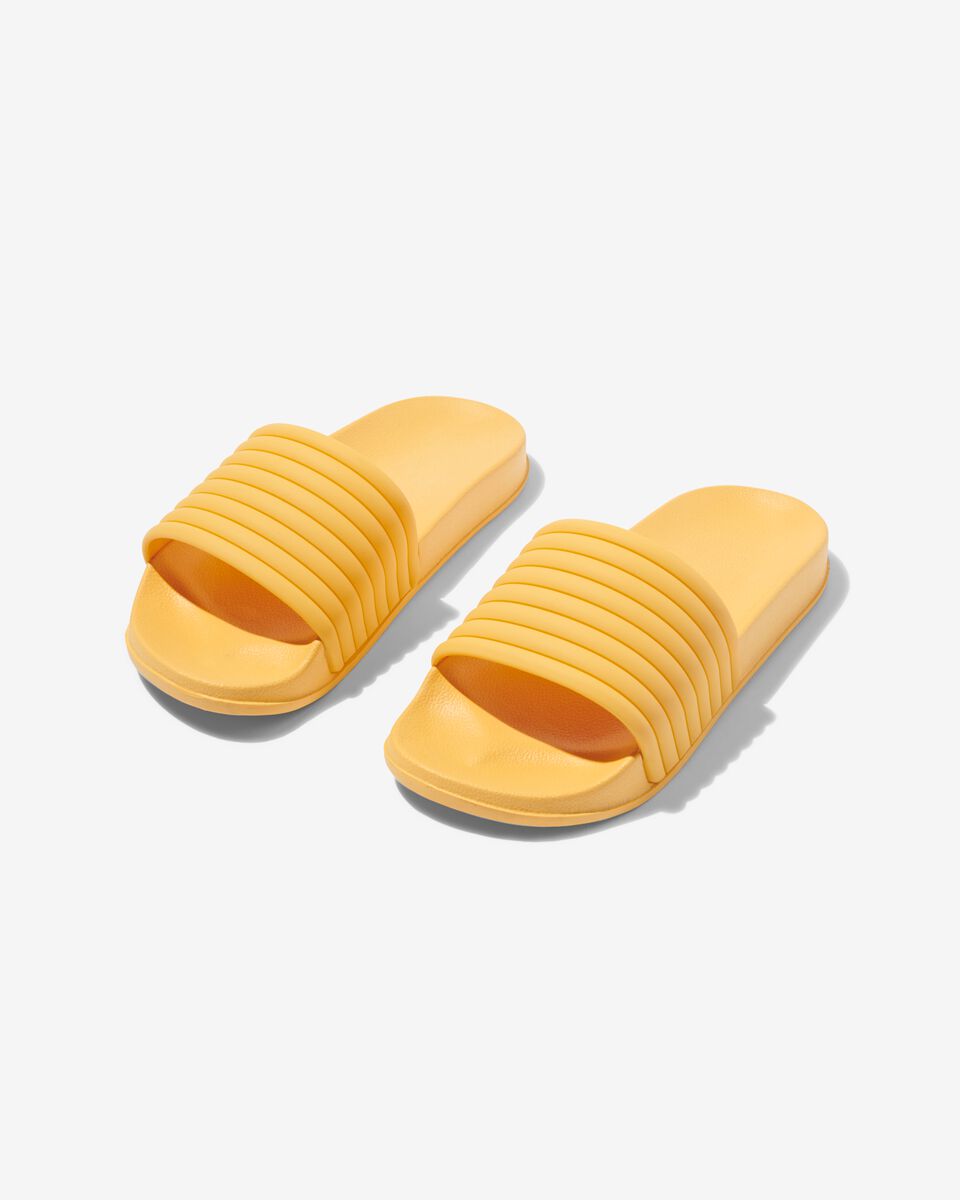 kinder badslippers met ribbelband geel geel - 1000031060 - HEMA