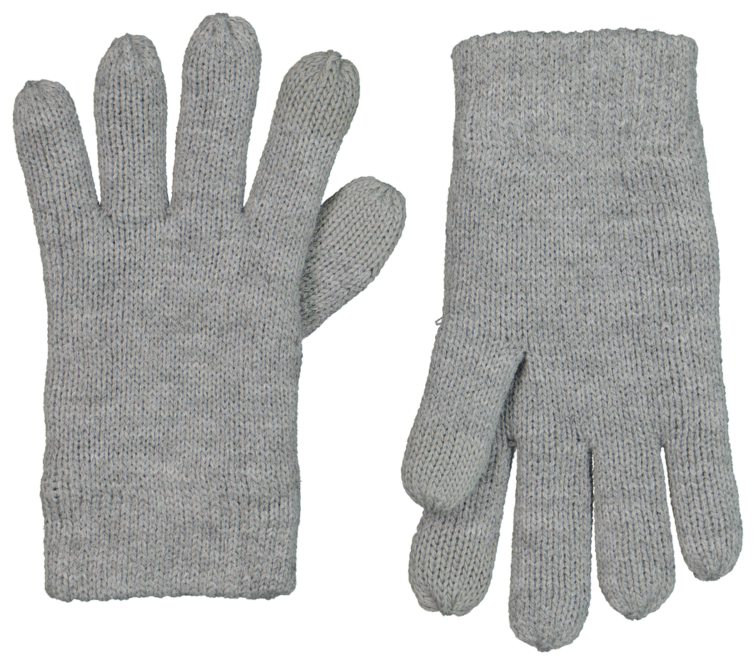 kinderhandschoenen met touchscreen gebreid grijsmelange 110/116 - 16710081 - HEMA