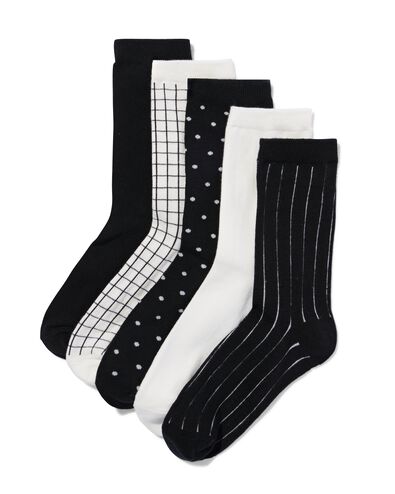 damessokken met katoen dessin - 5 paar zwart zwart - 4200275BLACK - HEMA
