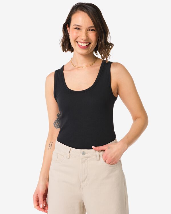 dames singlet Anouk met ribbels zwart zwart - 1000031337 - HEMA