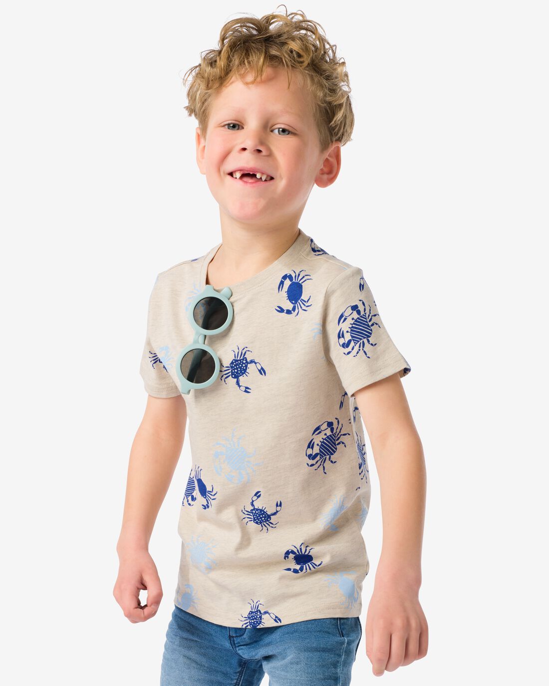 HEMA Kinder T-shirt Krabben Grijsmelange (grijsmelange)