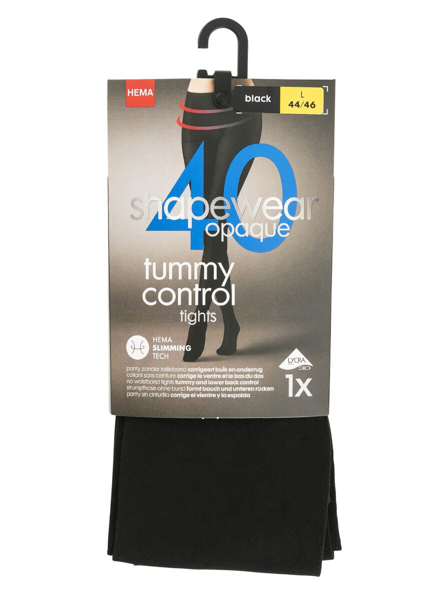 tummy control panty 40 denier zwart zwart - 1000001206 - HEMA