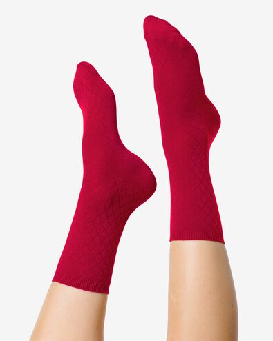 dames sokken met katoen - 2 paar rood rood - 4270470RED - HEMA