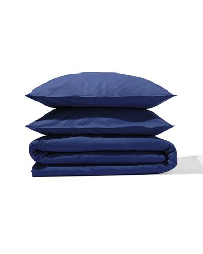 dekbedovertrek 200x200/220cm percal donkerblauw - 5750168 - HEMA