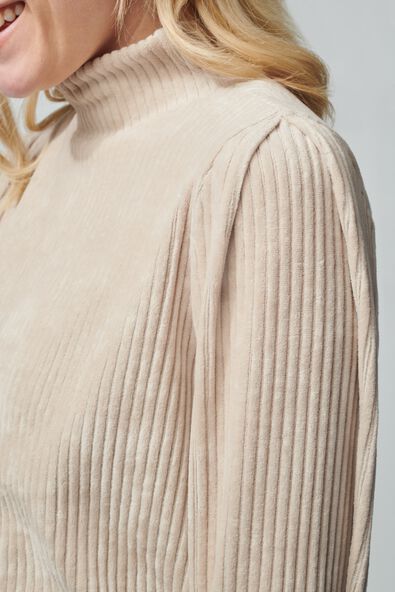 dames sweater Cassie met ribbels zand M - 36225467 - HEMA