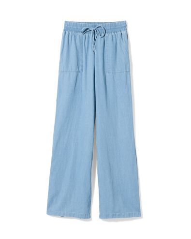 damesbroek Lila wide leg tencel middenblauw middenblauw - 36249485MIDBLUE - HEMA